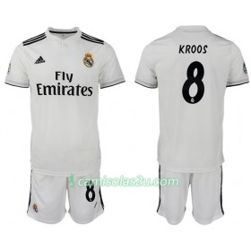 Camisolas de Futebol Real Madrid KROOS 8 Criança Equipamento Principal 2018/19 Manga Curta